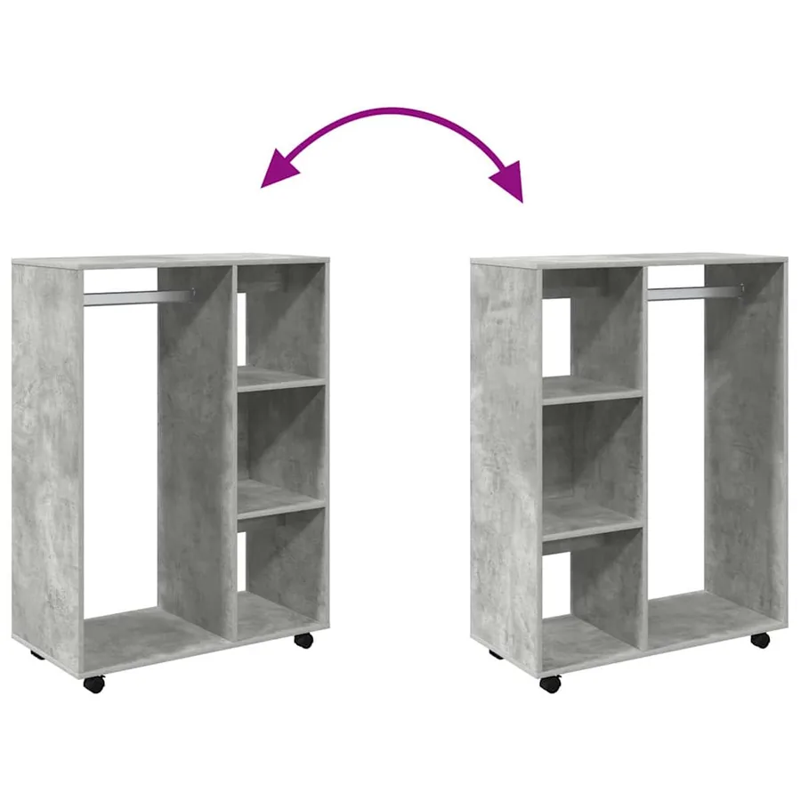 Garde-robe Gris béton 80x40x110 cm Bois d’ingénierie - 6