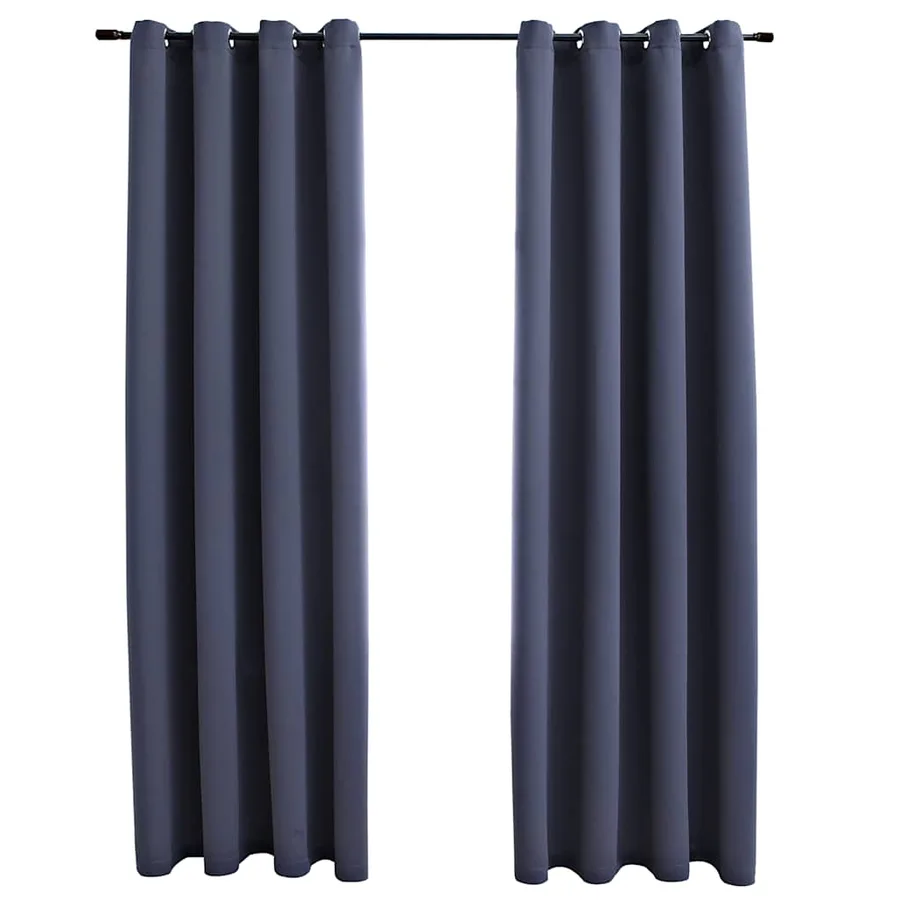 Rideaux occultants avec anneaux Métal 2pcs Anthracite 140x245cm - 2