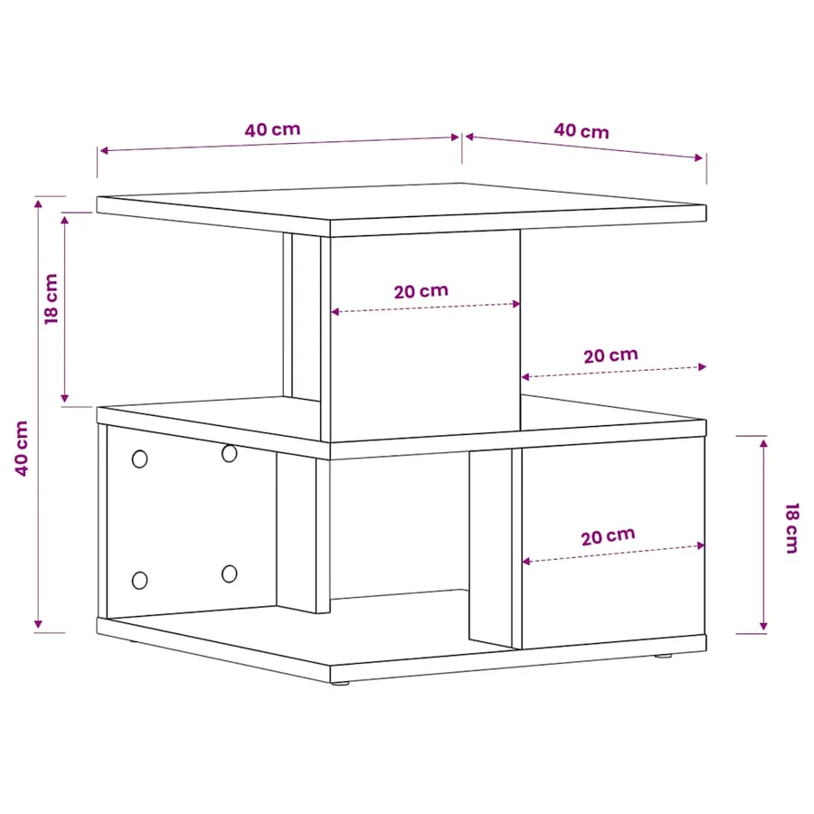 Table d'appoint Sonoma gris 40x40x40 cm Bois d'ingénierie - 7