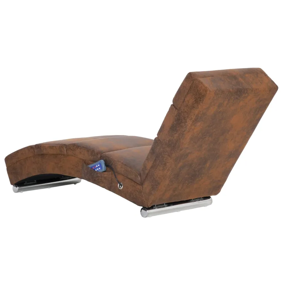 Chaise longue de massage Marron Similicuir daim - 4