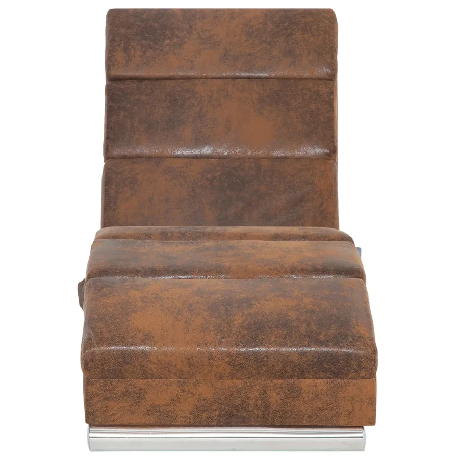 Chaise longue de massage Marron Similicuir daim - 5
