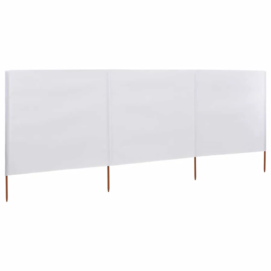 Paravent 3 panneaux Tissu 400 x 120 cm Blanc