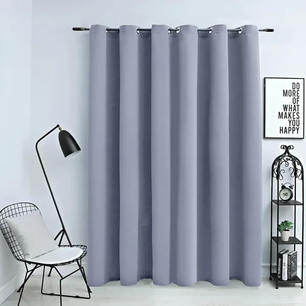 Rideau occultant avec anneaux en métal Gris 290x245 cm