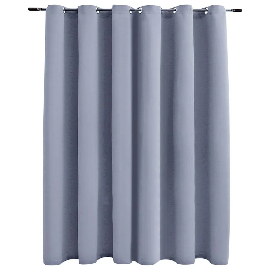 Rideau occultant avec anneaux en métal Gris 290x245 cm - 2