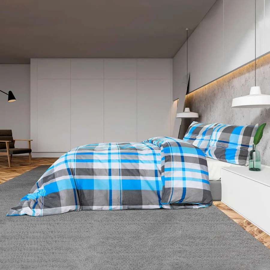 Ensemble de housse de couette Bleu et gris 220x240 cm Coton - 4