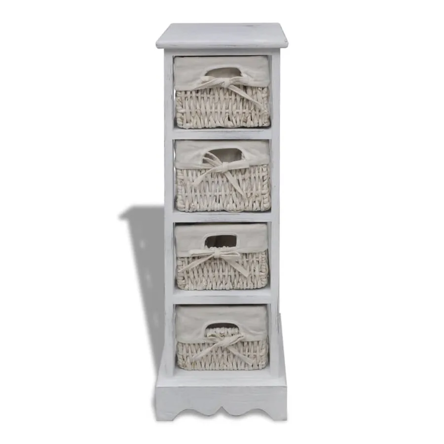 Étagère de rangement en bois 4 paniers en tissage Blanc - 2