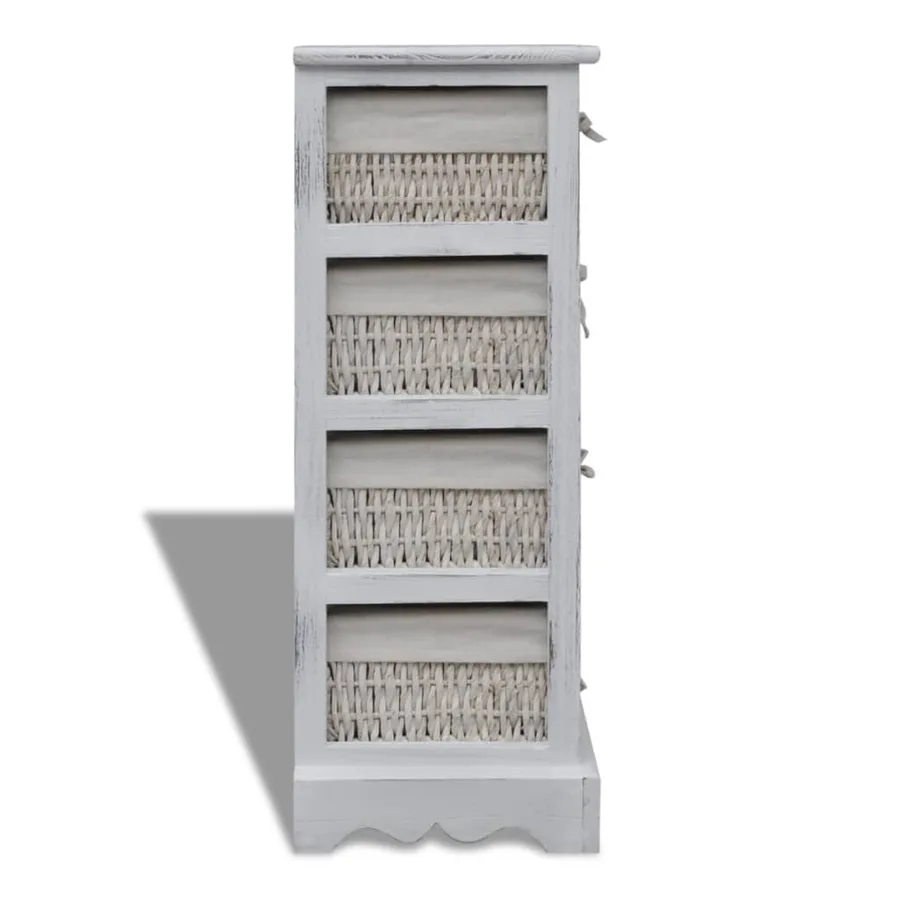Étagère de rangement en bois 4 paniers en tissage Blanc - 4