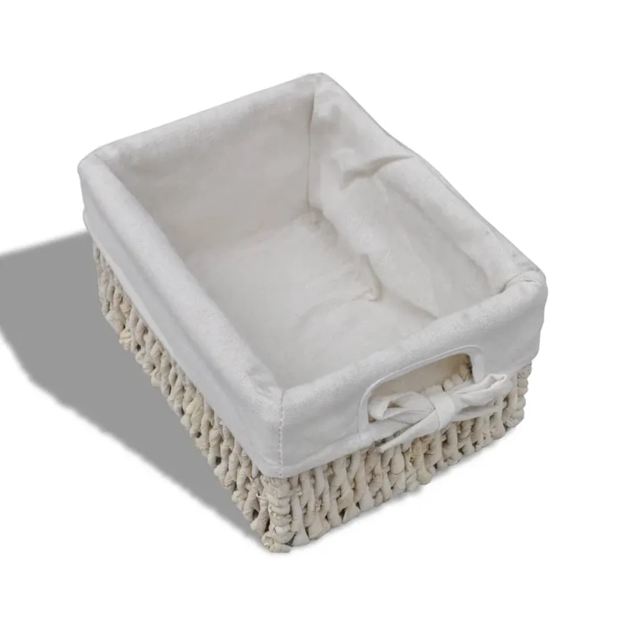 Étagère de rangement en bois 4 paniers en tissage Blanc - 6