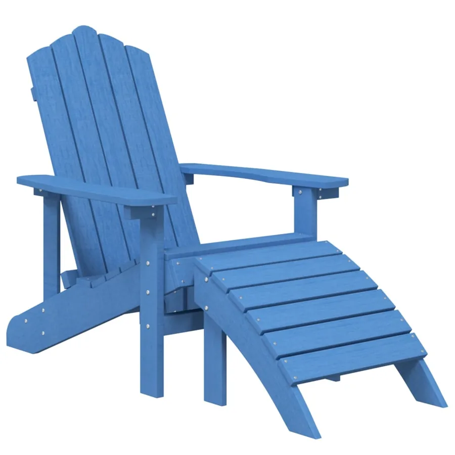 Chaise de jardin Adirondack repose-pied table PEHD Bleu aqua - 3