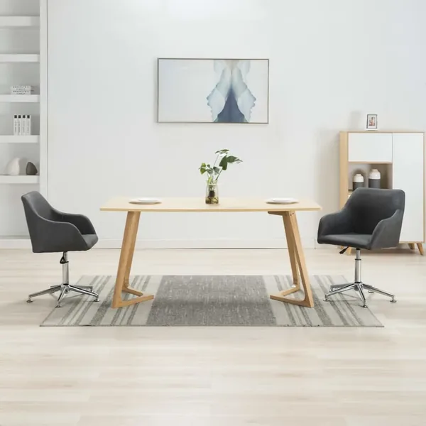 Chaises pivotantes à manger lot de 2 gris foncé tissu