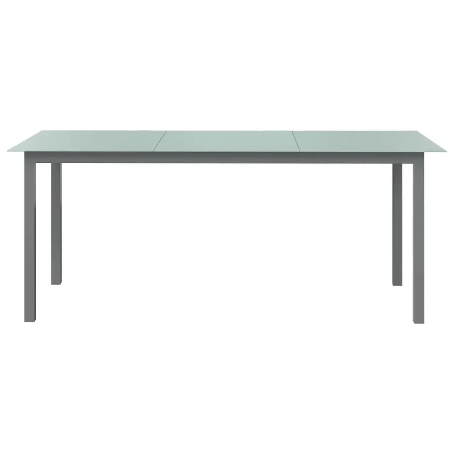 Table de jardin Gris clair 190x90x74 cm Aluminium et verre - 2