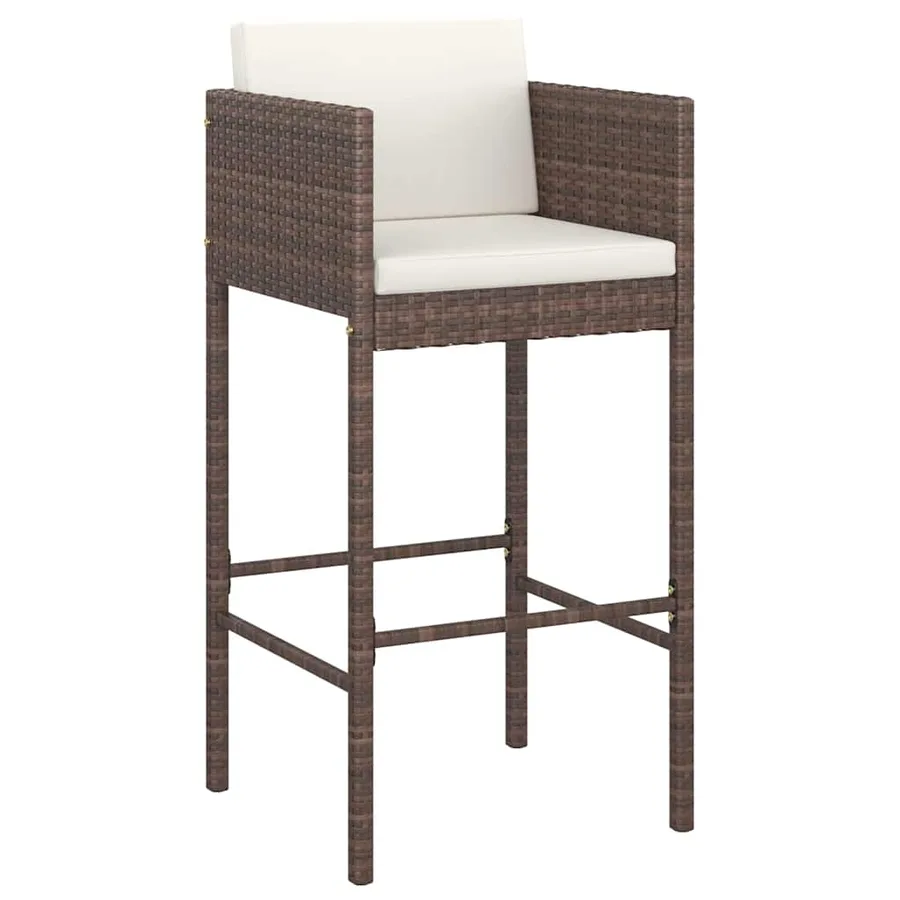 Tabourets de bar lot de 2 avec coussins marron résine tressée - 3