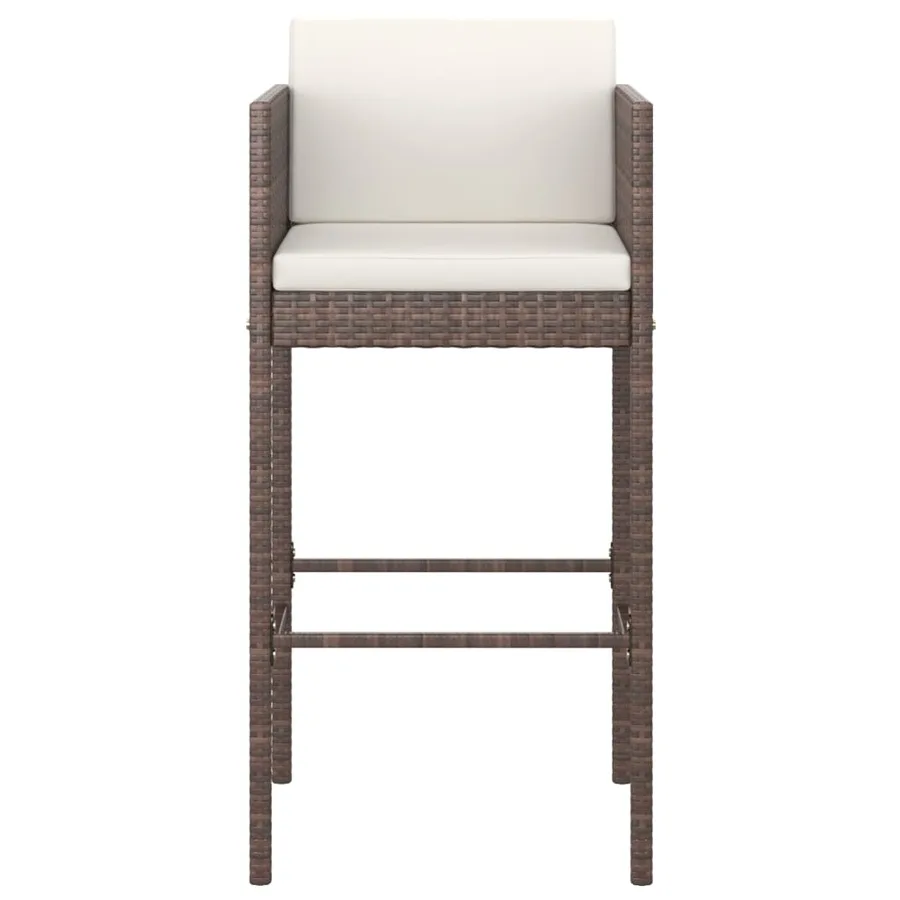 Tabourets de bar lot de 2 avec coussins marron résine tressée - 4