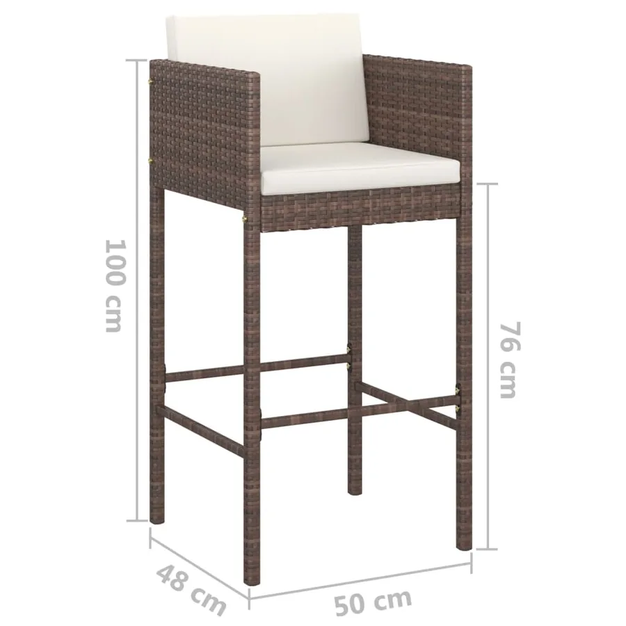 Tabourets de bar lot de 2 avec coussins marron résine tressée - 7