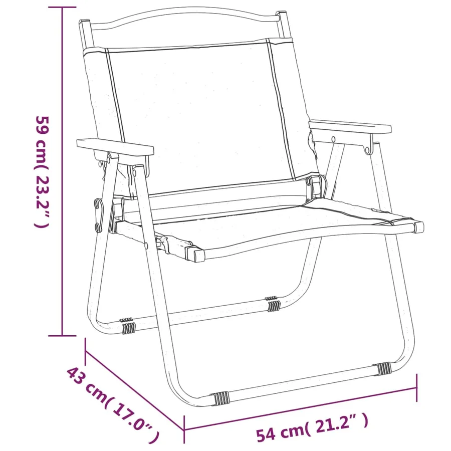 Chaises de camping lot de 2 Noir 54x43x59 cm Tissu Oxford - 8