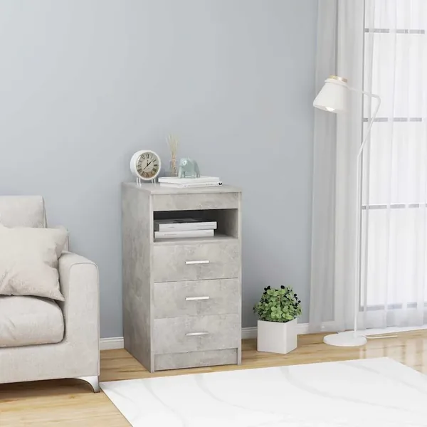 Armoire à tiroirs Gris béton 40x50x76 cm Bois d'ingénierie