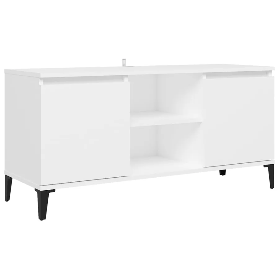 Meuble TV avec pieds en métal Blanc 103,5x35x50 cm - 2