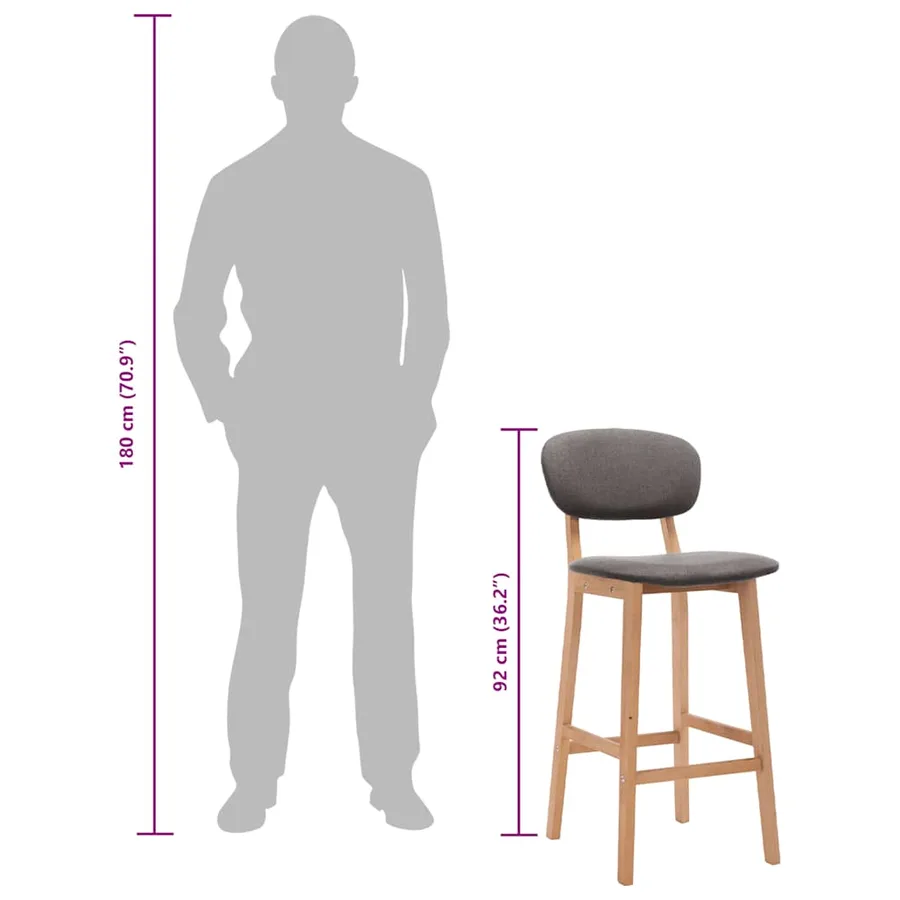 Tabourets de bar lot de 2 gris clair tissu - 9
