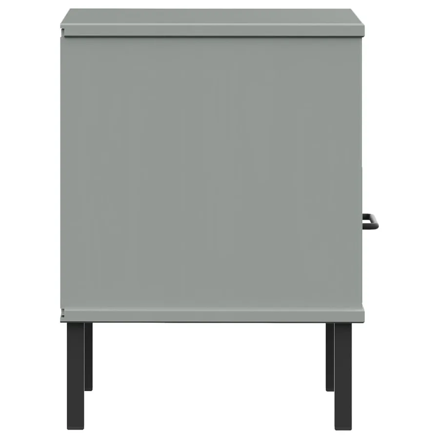 Table de chevet avec pieds en métal Gris Bois pin massif OSLO - 6