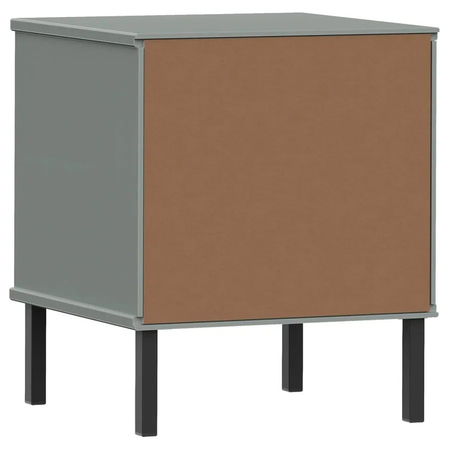 Table de chevet avec pieds en métal Gris Bois pin massif OSLO - 7