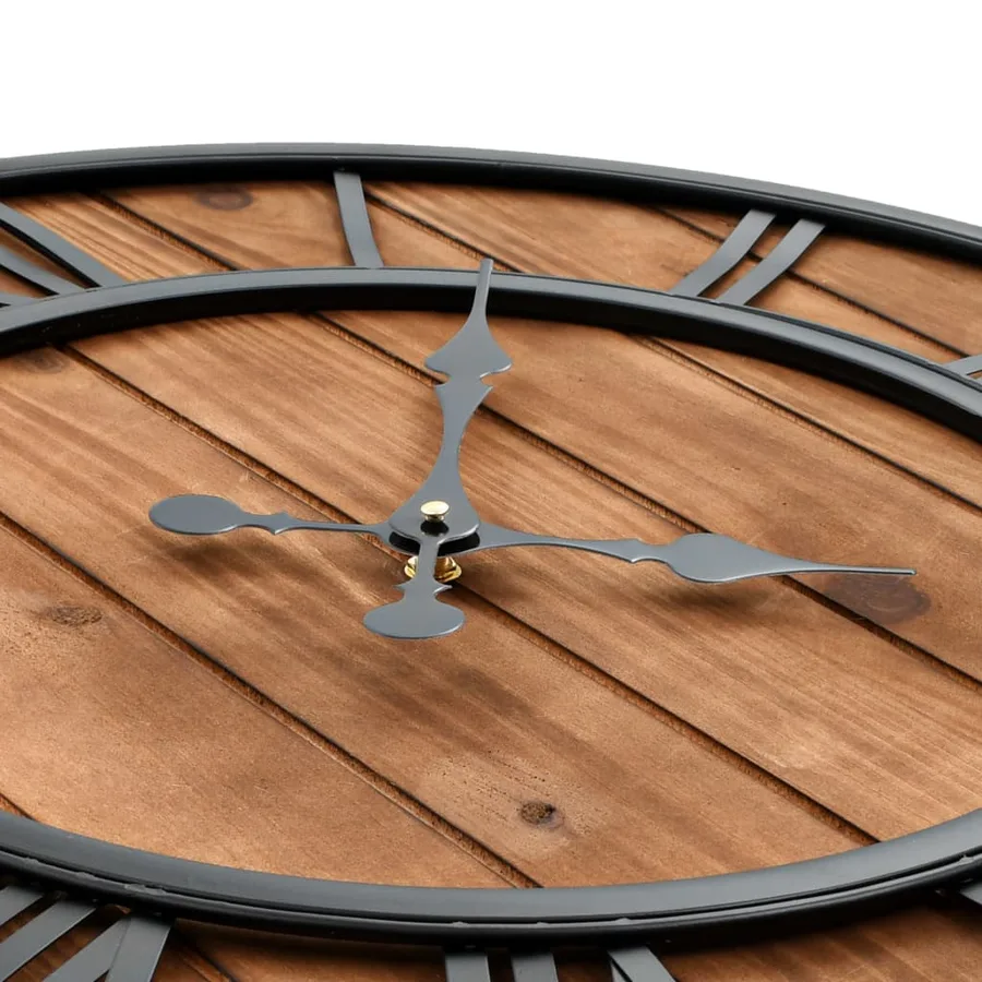 Horloge murale vintage à quartz Bois et métal 60 cm XXL - 4