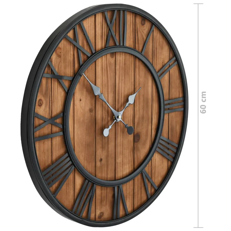 Horloge murale vintage à quartz Bois et métal 60 cm XXL - 6