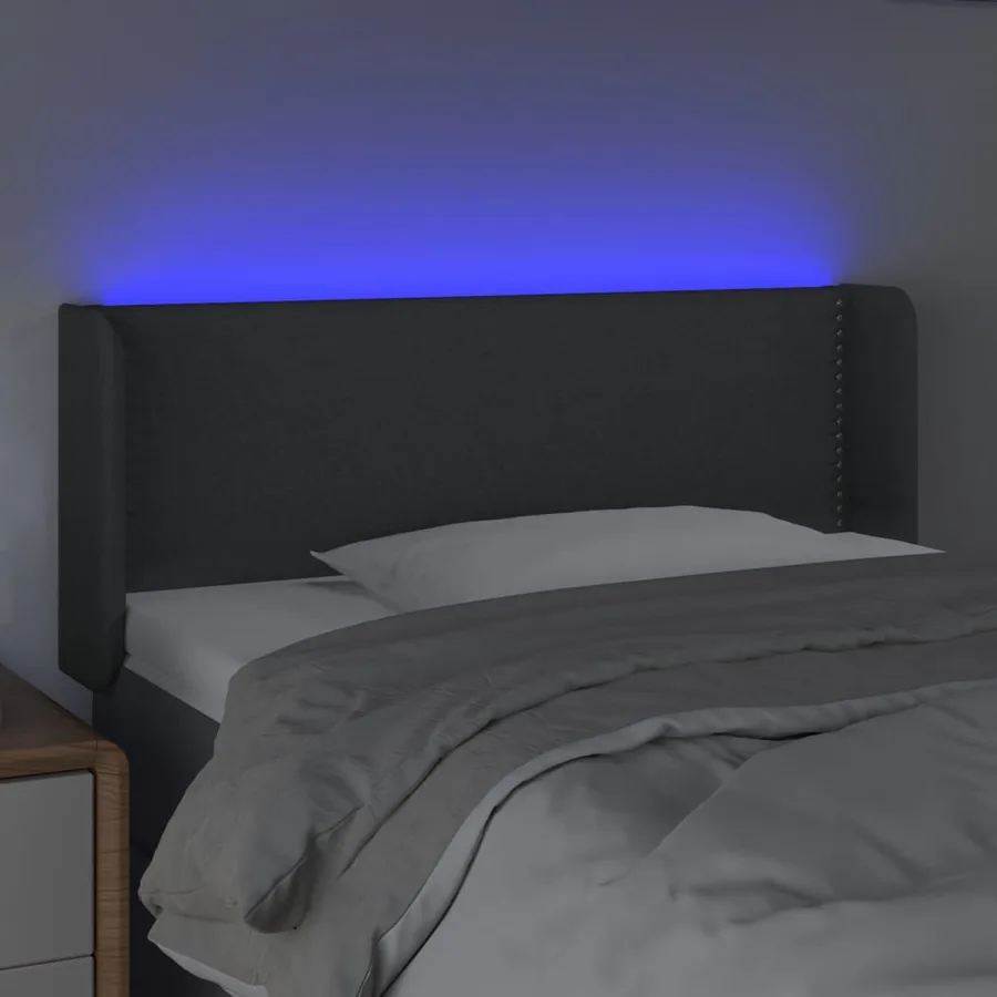 Tête de lit à LED Gris foncé 83x16x78/88 cm Tissu - 4