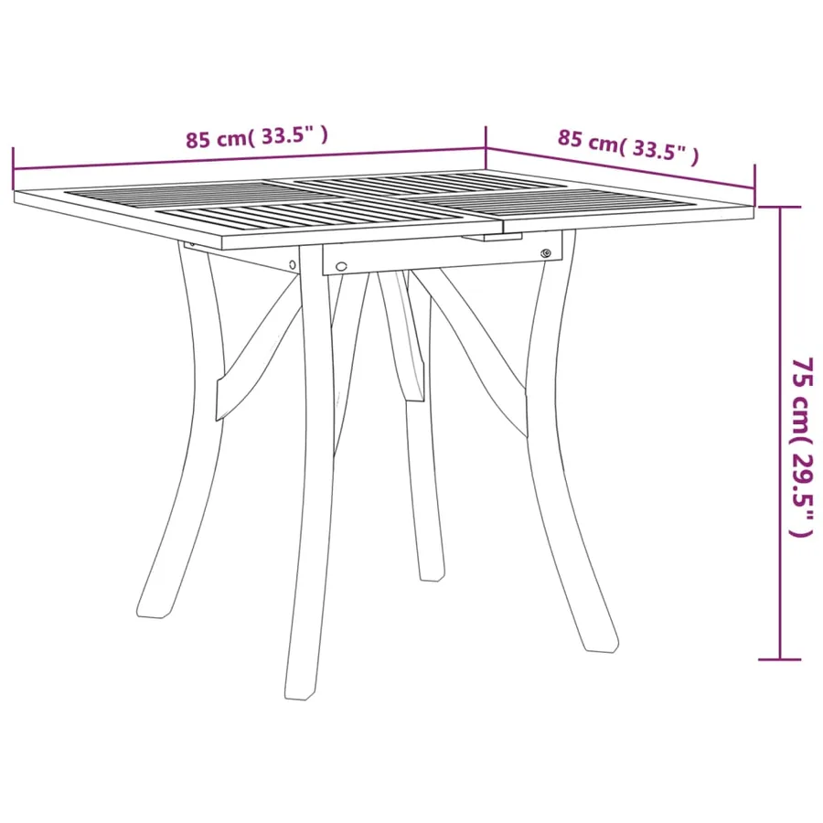 Table de jardin 85x85x75 cm Bois d'acacia solide - 6