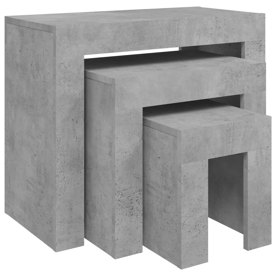 Tables basses gigognes 3 pcs Gris béton Bois d'ingénierie - 2