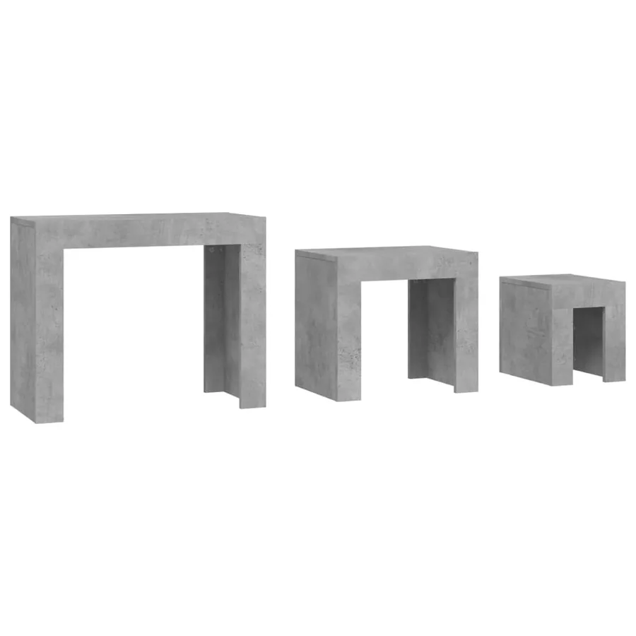 Tables basses gigognes 3 pcs Gris béton Bois d'ingénierie - 3