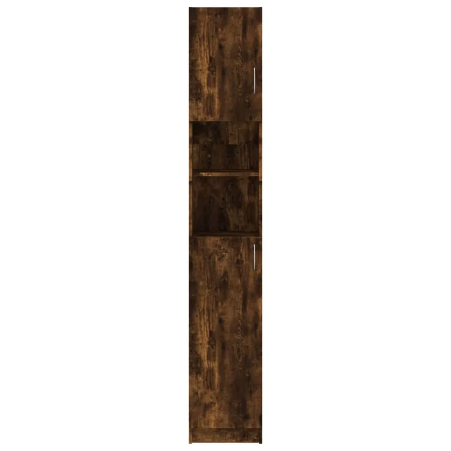 Armoire de bain Chêne fumé 32x25,5x190 cm Bois d'ingénierie - 5
