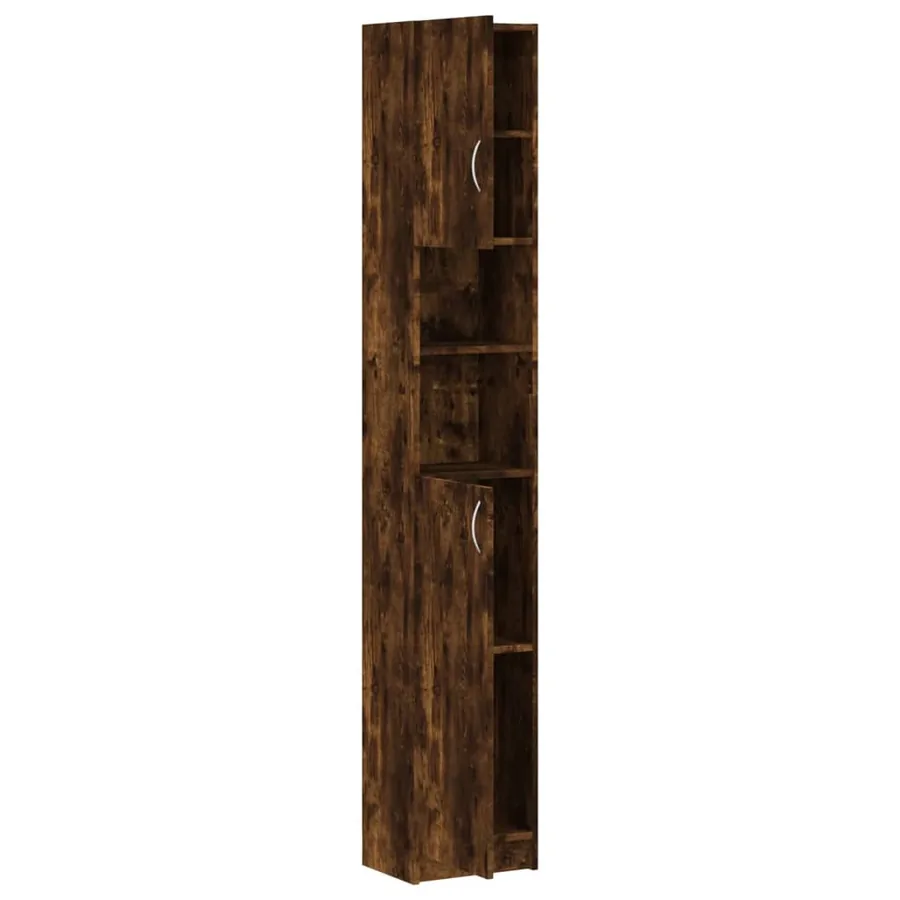 Armoire de bain Chêne fumé 32x25,5x190 cm Bois d'ingénierie - 6