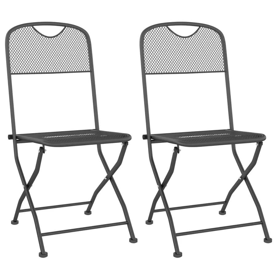 Chaises pliables jardin lot de 2 Maille métallique Anthracite - 2