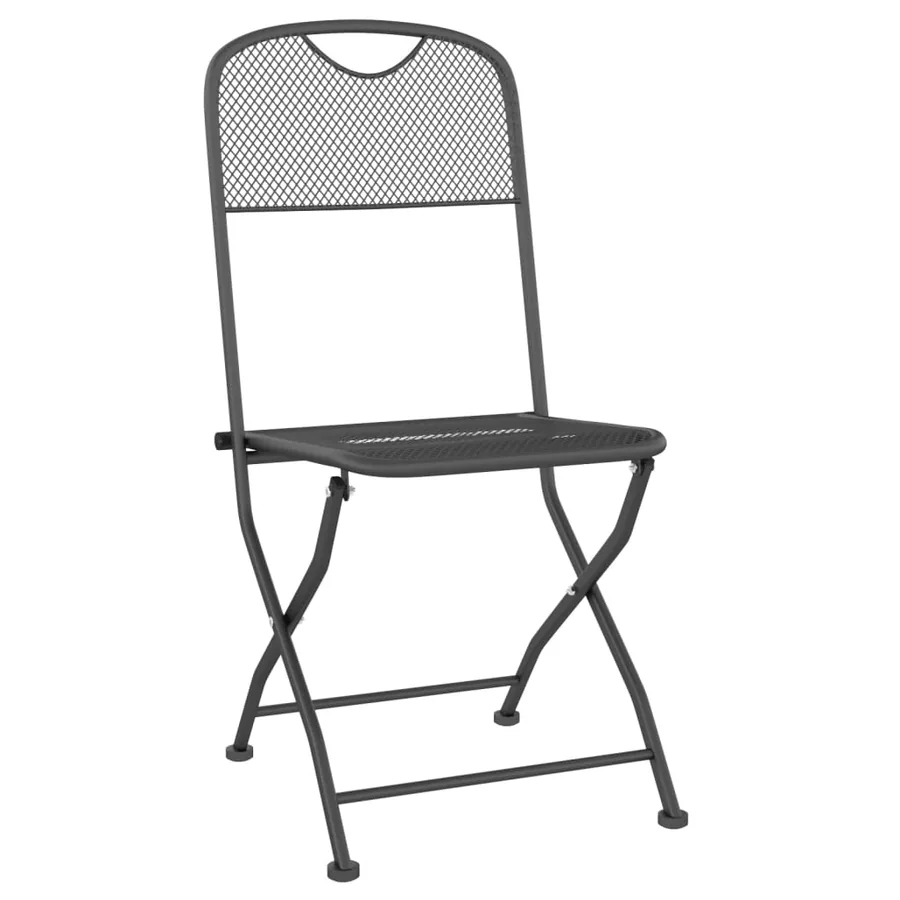 Chaises pliables jardin lot de 2 Maille métallique Anthracite - 3