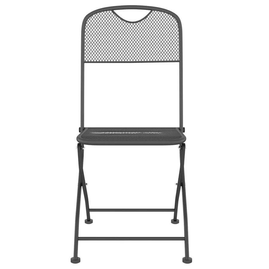Chaises pliables jardin lot de 2 Maille métallique Anthracite - 4