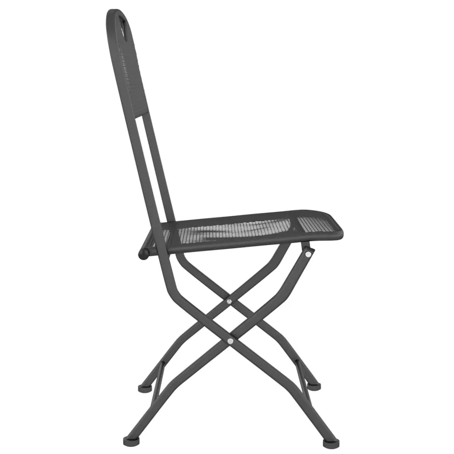Chaises pliables jardin lot de 2 Maille métallique Anthracite - 5