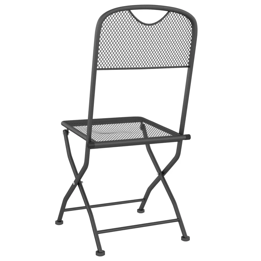 Chaises pliables jardin lot de 2 Maille métallique Anthracite - 6