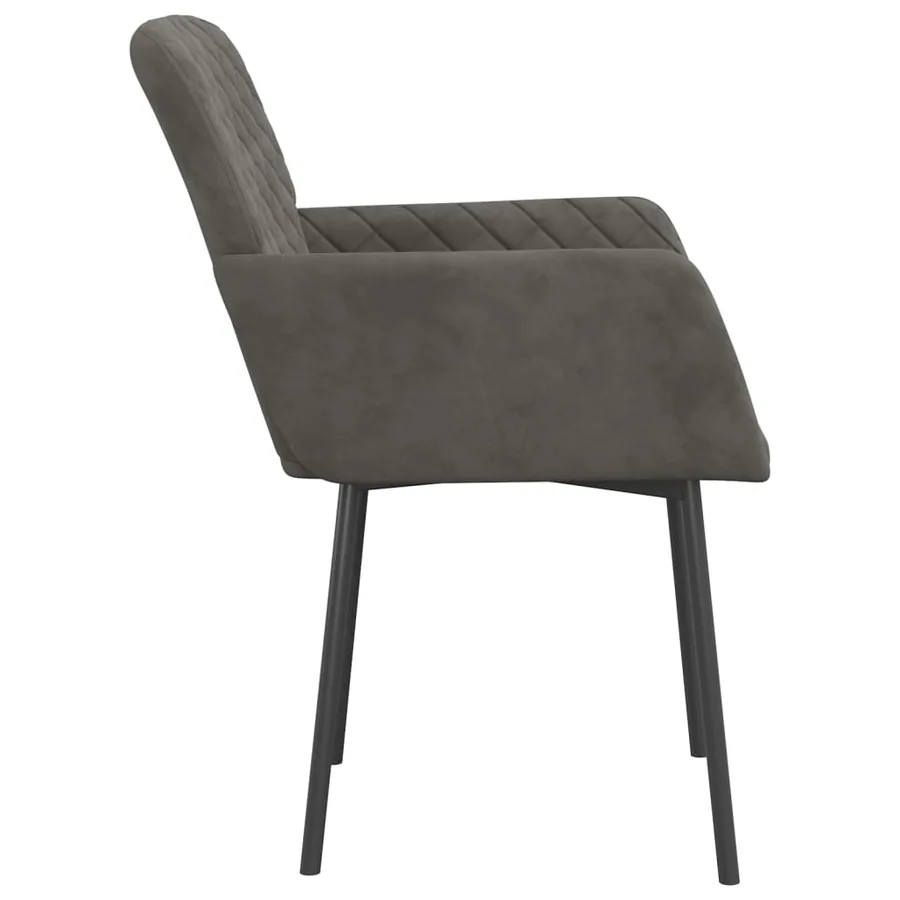 Chaises à manger lot de 2 Gris foncé Velours - 5