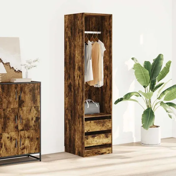 Armoire avec tiroirs Chêne fumé 50x50x200 cm Bois d'ingénierie