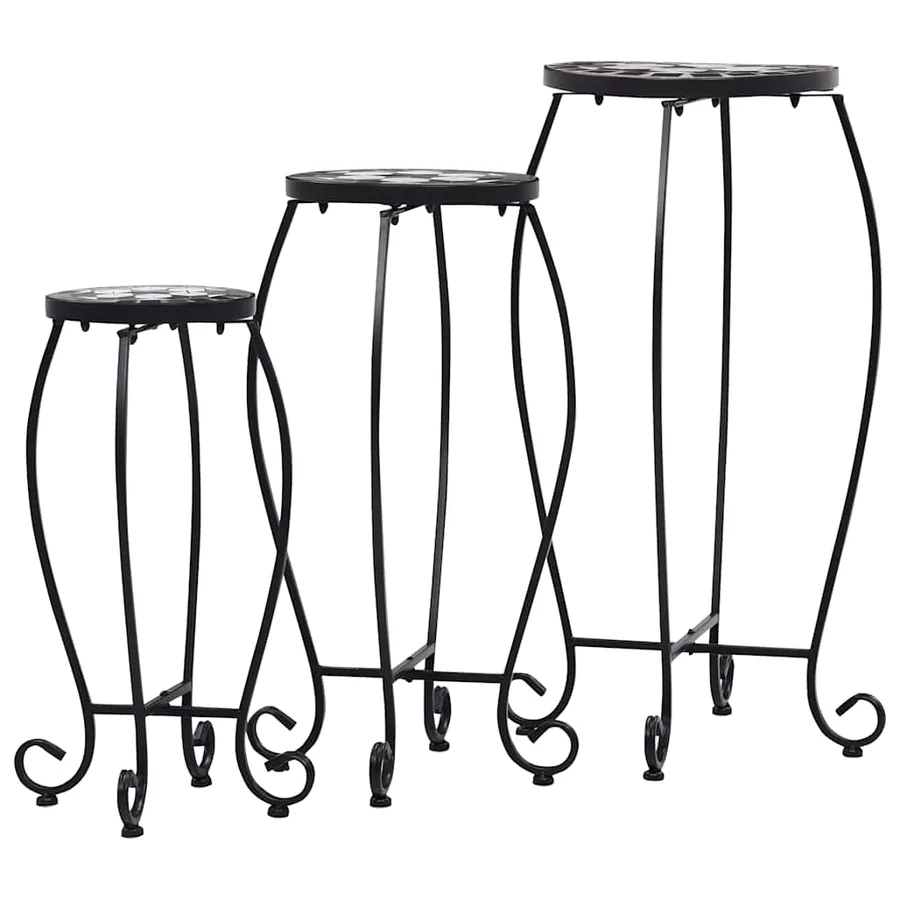 Tables mosaïque 3 pcs noir et blanc Céramique - 2