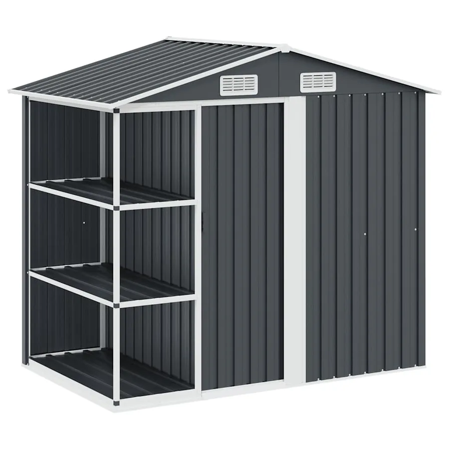 Abri de jardin avec étagère Anthracite 205x130x183 cm Fer - 2