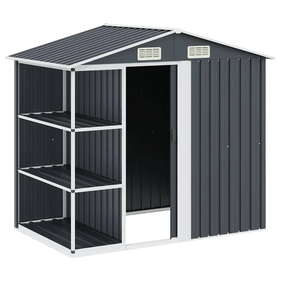 Abri de jardin avec étagère Anthracite 205x130x183 cm Fer - 3