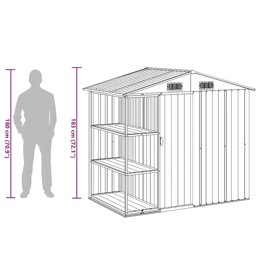 Abri de jardin avec étagère Anthracite 205x130x183 cm Fer - 9
