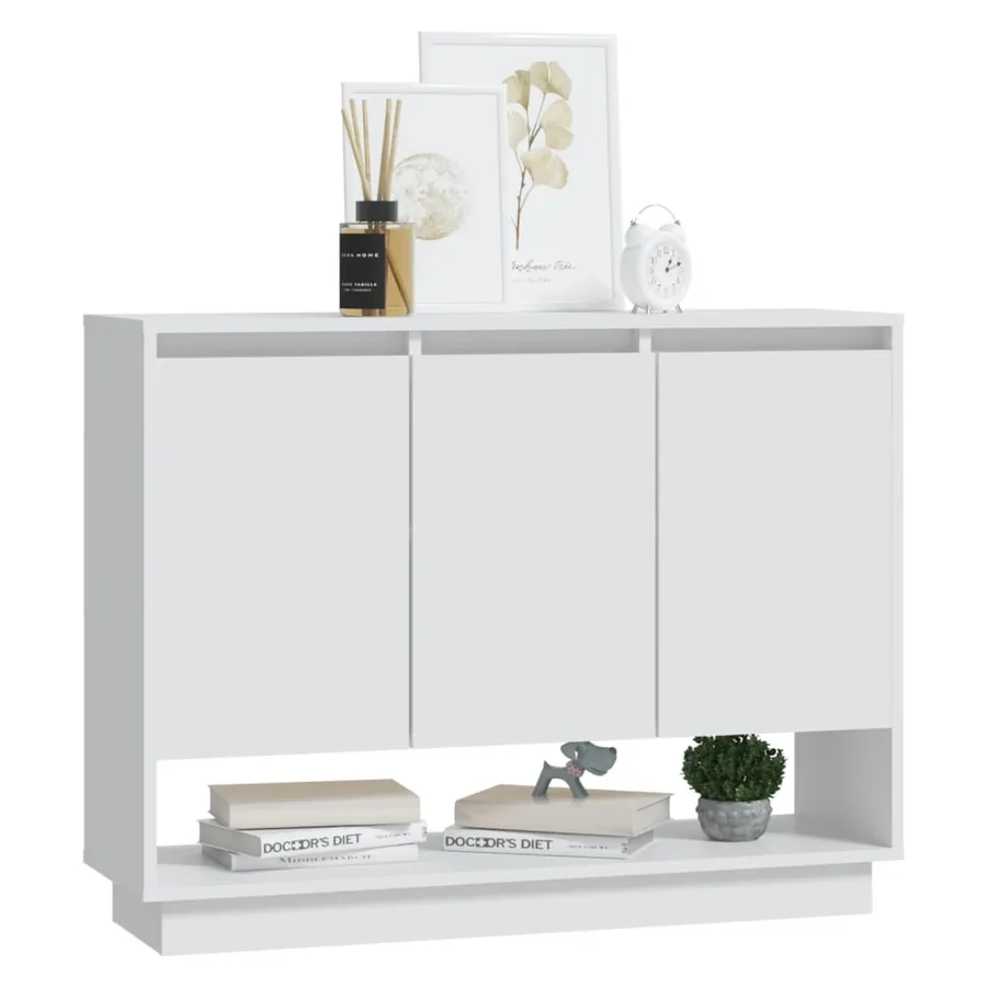 Buffet Blanc 97x31x75 cm Bois d'ingénierie - 4