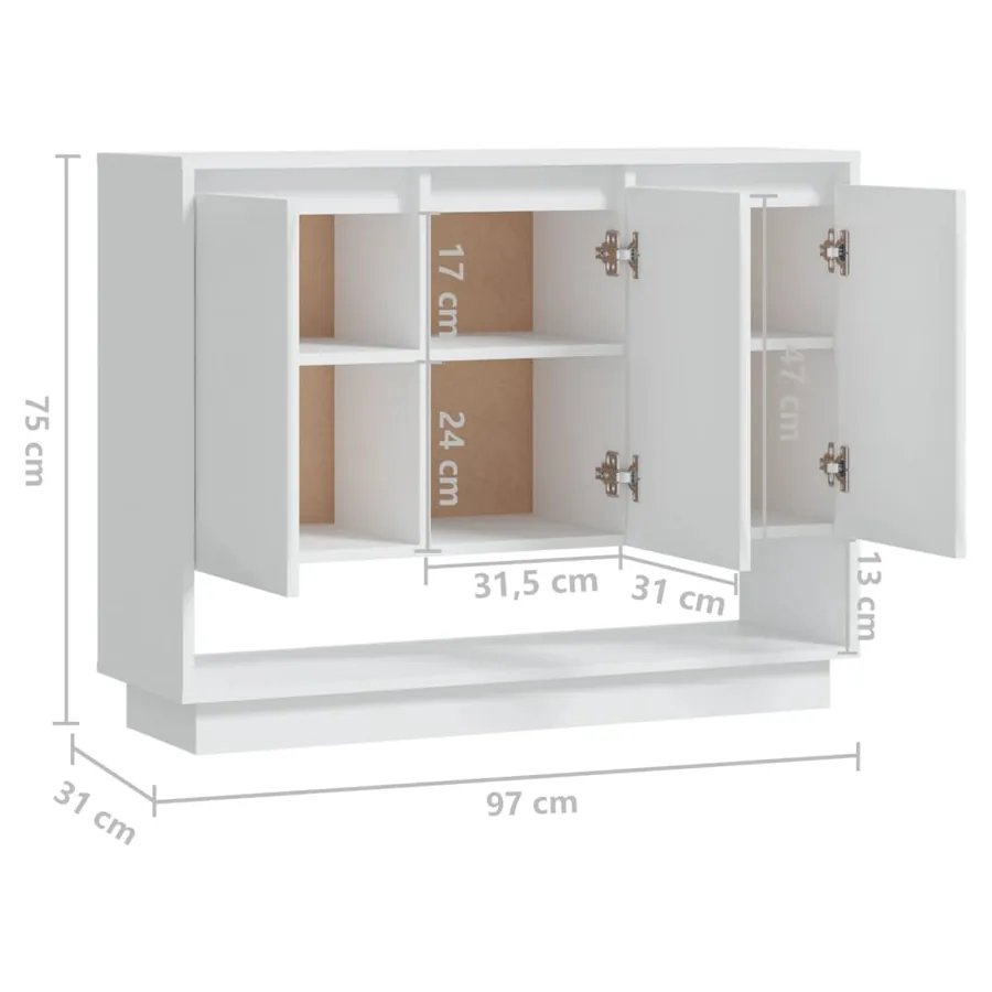 Buffet Blanc 97x31x75 cm Bois d'ingénierie - 8