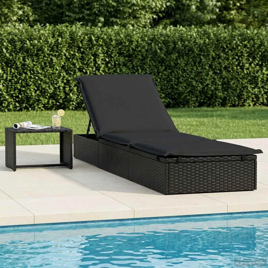 Transat 1 pc avec table noir résine tressée