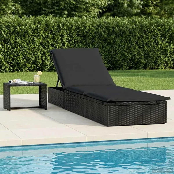 Transat 1 pc avec table noir résine tressée