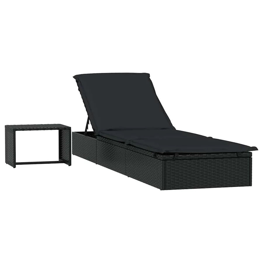 Transat 1 pc avec table noir résine tressée - 2
