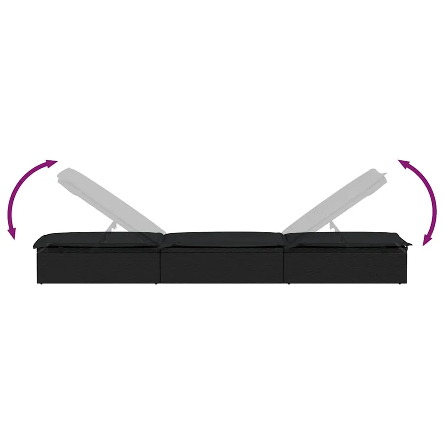 Transat 1 pc avec table noir résine tressée - 7