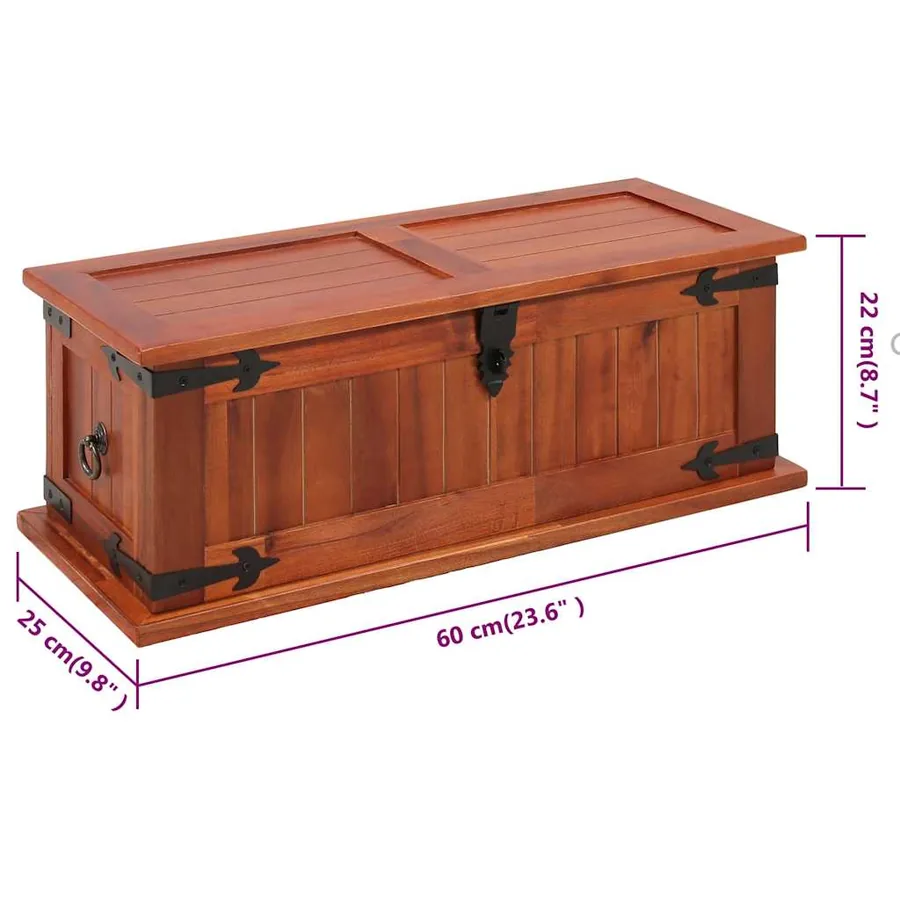 Coffre de rangement 60x25x22 cm Bois d'acacia solide - 14
